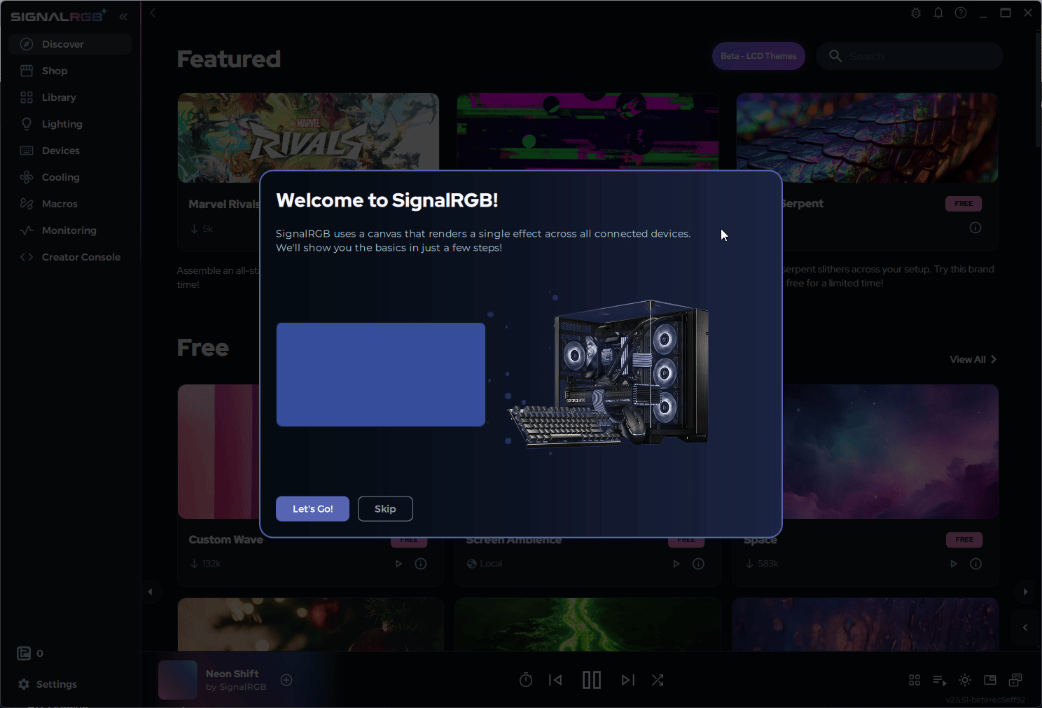 The color-shifting canvas syncing lighting across all devices