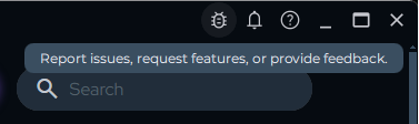 Report issues button in the top bar