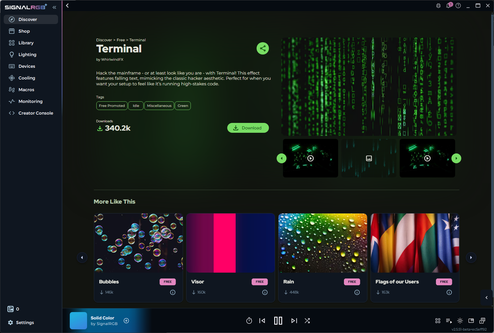 Terminal effect product page