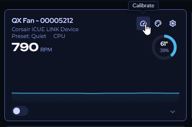 Cooling page fan widgets with Calibrate button