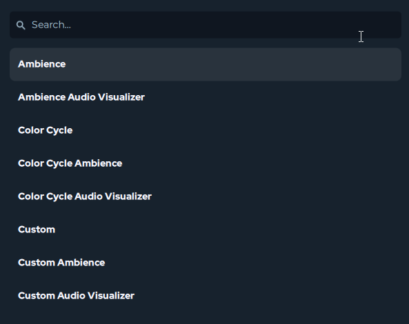 Background mode dropdown showing available options