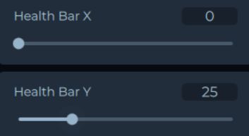 Health Bar X and Y position sliders