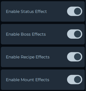 Toggle switches for enabling or disabling individual game integration triggers